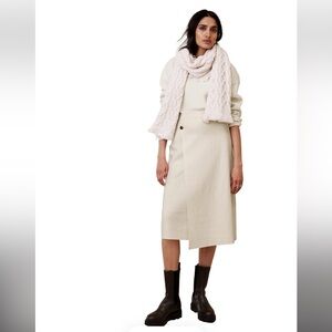 Banana Republic Iced Vanilla Ivory Boiled Wool Boulcé Wrap Skirt Size 2